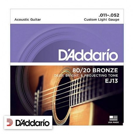 D'Addario EJ13 Custom Light 80/20 Bronze 11/52