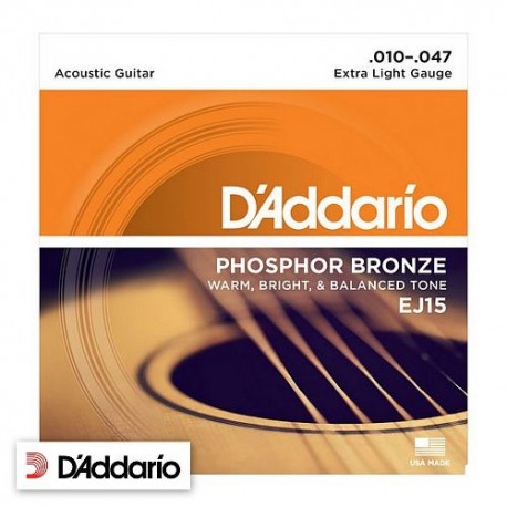 D'Addario EJ15 Extra Light Phosphor Bronze 10/47